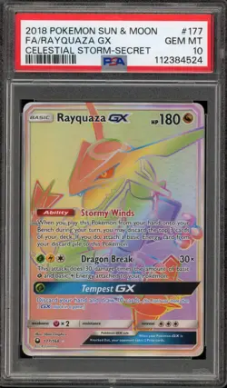 Pokemon Rayquaza GX Celestial Storm Secret Rare Full Art #177 PSA 10 Gem Mint - Image 1