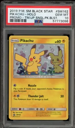 Pokemon Pikachu Team Up Blister Pk. Black Star Holo Promo SM162 PSA 10 Gem Mint - Image 1