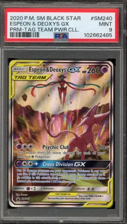Pokemon Espeon & Deoxys GX Tag Team Powers Coll. Full Art Promo SM240 PSA 9 Mint - Image 1