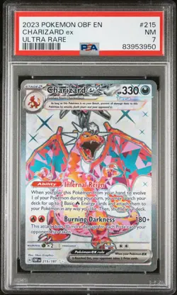 2023 Pokemon OBF EN-Obsidian Flames #215 Charizard EX Ultra Rare PSA 7 - Image 1