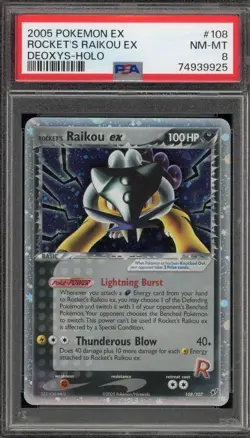 Pokemon Rocket's Raikou ex EX Deoxys Holo Ultra Rare #108 PSA 8 - Image 1
