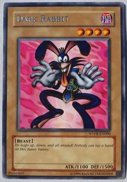 Yugioh 1x Dark Rabbit SOVR-EN090 Rare Unlimited Edition Near Mint Pegasus Toon - Image 4