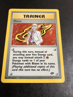 BLAINE Trainer HOLO Pokemon Card - GYM CHALLENGE 17/132 NM - Image 4