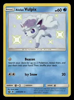 Alolan Vulpix SV8/SV94 Shiny Holo Rare Hidden Fates Pokemon Card - Image 1