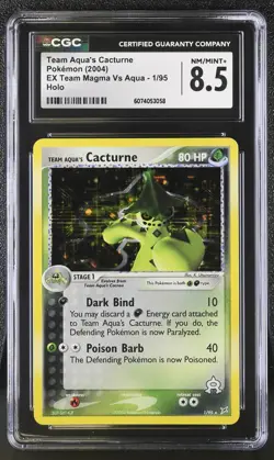CGC 8.5 Team Aqua's Cacturne 2004 EX Team Magma Vs Aqua 1/95 Holo Pokemon Card - Image 1