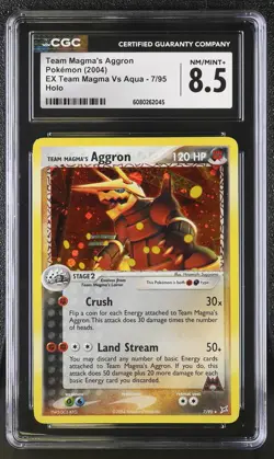 CGC 8.5 Team Magma's Aggron 2004 EX Team Magma Vs Aqua 7/95 Holo Pokemon Card - Image 1