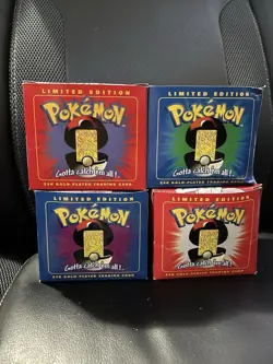 Pokemon 23K Gold Plated Trading Card Vintage Burger King Edition Set Of 4 - Image 1