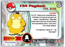 Psyduck #54 - Black Label- NON-HOLO - SERIES 1 - TOPPS Pokemon CARD - LP - Image 2