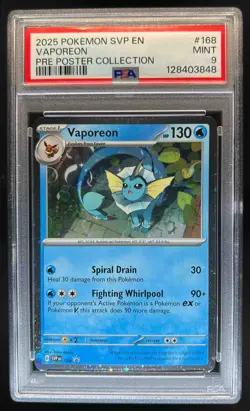 2023-25 Pokemon SV Black Star Promos SVP EN Vaporeon #168 PSA 9 - Image 1