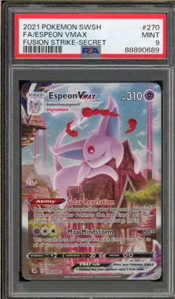 Pokemon Espeon VMAX Fusion Strike Secret Rare Full Alt Art #270 PSA 9 Mint - Image 1