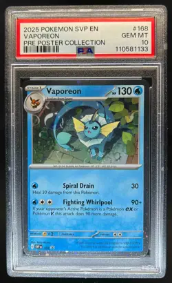 2023-25 Pokemon SV Black Star Promos SVP EN Vaporeon #168 PSA 10 - Image 1