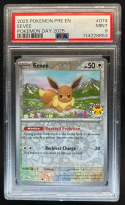 2025 Pokemon SV Prismatic Evolutions Eevee Day Stamp #074/131 PSA 9 - Image 1