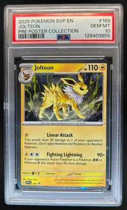 2023-25 Pokemon SV Black Star Promos SVP EN Jolteon #169 PSA 10 - Image 1
