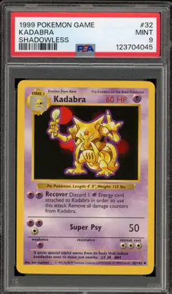 Pokemon Kadabra Base Set Shadowless #32 PSA 9 Mint - Image 1