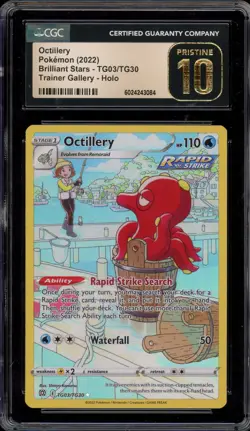 Pokemon Octillery Brilliant Stars Trainer Gallery Full Art #TG03 CGC 10 Pristine - Image 1
