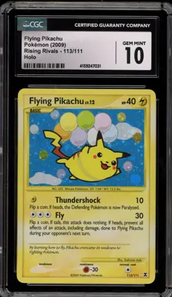 Pokemon Flying Pikachu Rising Rivals Holo Secret Rare #113 CGC 10 Gem Mint - Image 1