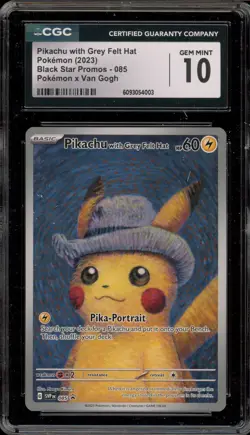 Pokemon Pikachu with Grey Felt Hat Van Gogh Full Art Promo SVP EN 085 CGC 10 - Image 1