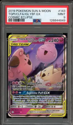 Pokemon Togepi/Cleffa/Igglybuff GX Cosmic Eclipse Holo Ultra Rare #143 PSA 9 - Image 1