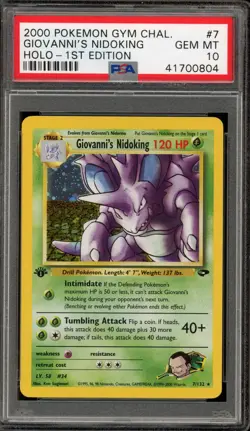 Pokemon Giovanni's Nidoking Gym Challenge 1st Edition Holo Rare #7 PSA 10 - Image 1