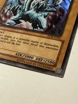 Yugioh Blue Eyes White Dragon LOB-001 Ultra Rare 1996 Original #2 - Image 4
