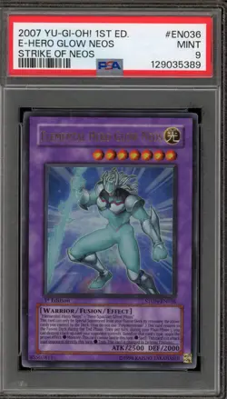 Yu-Gi-Oh! Elemental Hero Glow Neos Strike of Neos 1st Ed STON-EN036 PSA 9 Mint - Image 1