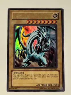 Yugioh Blue Eyes White Dragon LOB-001 Ultra Rare 1996 Original - Image 1