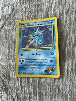 2000 Pokemon Misty’s Seadra Holo Pre Release Gym Heroes 9/132 With Swirl - Image 1