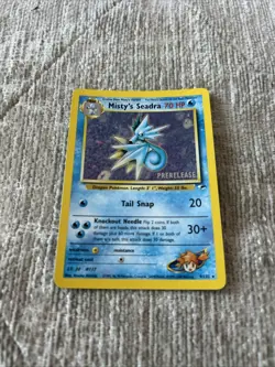 2000 Pokemon Misty’s Seadra Holo Pre Release Gym Heroes 9/132 With Swirl - Image 3