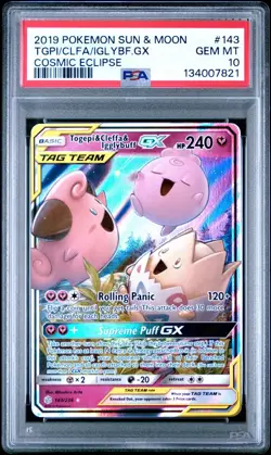 PSA 10 TOGEPI & CLEFFA & IGGLYBUFF GX 143/236 COSMIC ECLIPSE POKEMON 😍 - Image 1