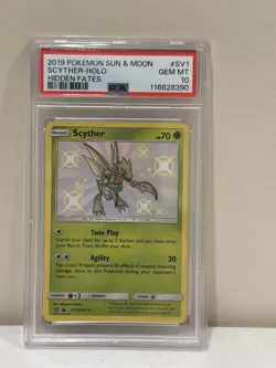 Pokemon Scyther TCG SV1/SV94 Hidden Fates Shiny Baby Holo Rare Card PSA10 - Image 1