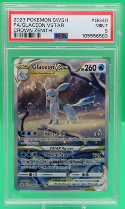 2023 Pokemon Sword & Shield Full Art Glaceon Vstar Crown Zenith #GG40 PSA 9 Mint - Image 1