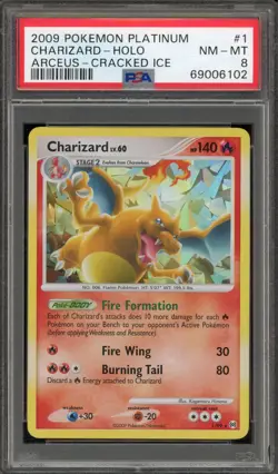 Pokemon Charizard Platinum Arceus Cracked Ice Holo Rare #1 PSA 8 - Image 1