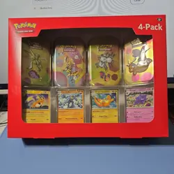 POKEMON TCG 4 PACK SAMS CLUB EXCLUSIVE TINS BRAND NEW SEALED - Image 1