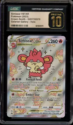 Pokemon Simisear VSTAR Crown Zenith Full Art #GG37 CGC 10 Pristine - Image 1