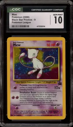 Pokemon Mew League Black Star Holo Promo #9 CGC 10 Gem Mint - Image 1