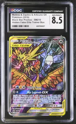 2019 Pokemon Moltres & Zapdos & Articuno GX SM210 Hidden Fates CGC NM/MINT+ 8.5 - Image 1
