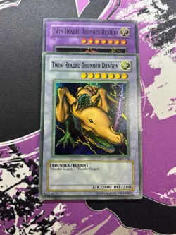 Yugioh Twin-Headed Thunder Dragon MRD-120 Super Rare Unlimited FADED ERROR NM - Image 1