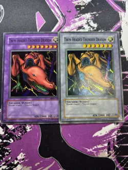 Yugioh Twin-Headed Thunder Dragon MRD-120 Super Rare Unlimited FADED ERROR NM - Image 2