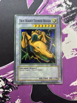 Yugioh Twin-Headed Thunder Dragon MRD-120 Super Rare Unlimited FADED ERROR NM - Image 3