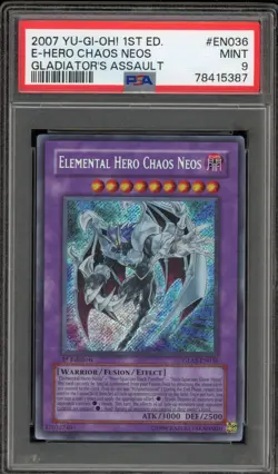 Yu-Gi-Oh! Elemental Hero Chaos Neos Gladiator's Assault 1st Ed GLAD-EN036 PSA 9 - Image 1