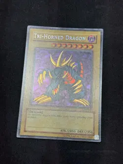 Yugioh Tri-Horned Dragon LOB-000 2002 Unlimited REVERSE Foil LP - Image 2