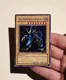Yugioh Tri-Horned Dragon LOB-000 Secret Rare Vintage LP - Image 3