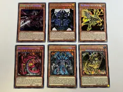Yugioh Egyptian Gods + Sacred Beasts Prismatic Secret Rare 6 God Card Set - Image 1