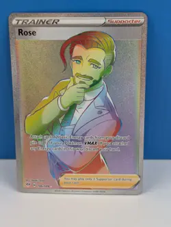 Rose 196/189 SWSH03: Darkness Ablaze Rainbow Secret Rare Pokemon Card - Image 1