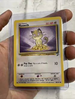 Pokemon Card Meowth 80/130 Base Set 2 Unlimited Common WOTC 2000 NM Vintage TCG - Image 1