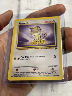Pokemon Card Meowth 80/130 Base Set 2 Unlimited Common WOTC 2000 NM Vintage TCG - Image 2