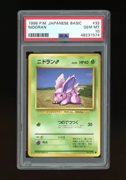 Pokemon PSA 10 GEM MINT Nidoran Male 1996 Base Set Japanese Original Card - Image 1