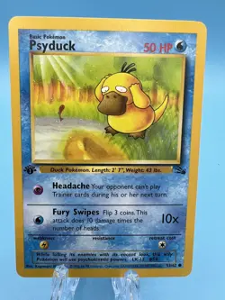 Pokemon Card Psyduck Fossil 53/82 1st Edition Common WOTC Vintage LP (3) - Image 1
