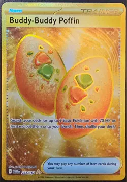 Pokemon TCG Buddy-Buddy Poffin 223/167 Twilight Masquerade Hyper Rare Card - Image 1