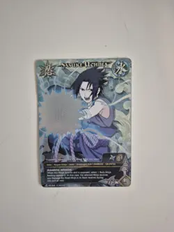Naruto CCG TCG Sasuke Uchiha Full Art Foil Promo Card PR-068 Shonen Jump Damaged - Image 1